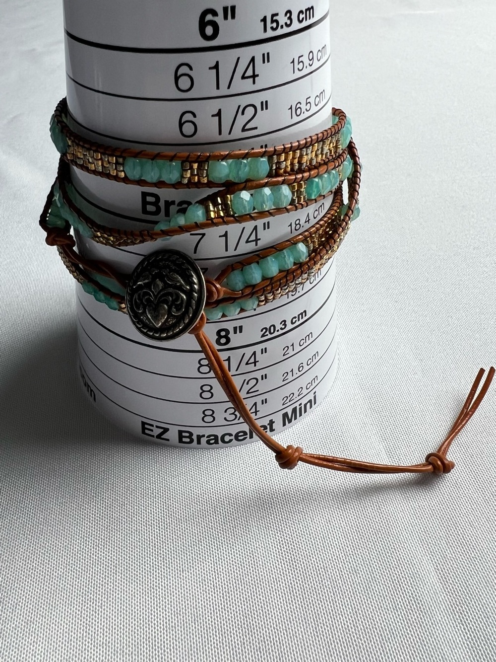 Multi Stranded Wrap Bracelet Turquoise Color Beads with Multi Color Metal Beads - Picture 7 of 7